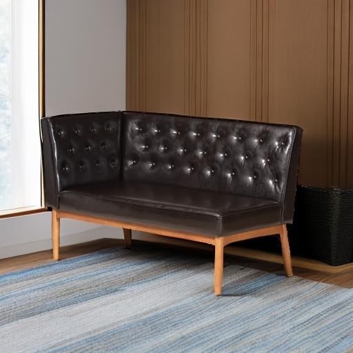 Dark Brown Faux Leather 2pc Banquette Set
