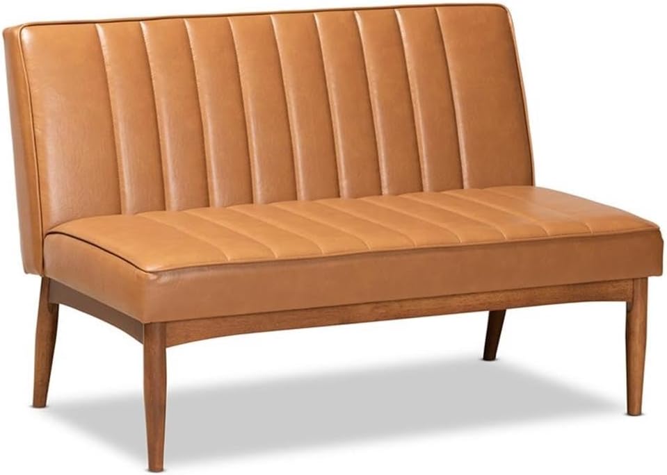 Tan Faux Leather 2pc Dining Banquette Set