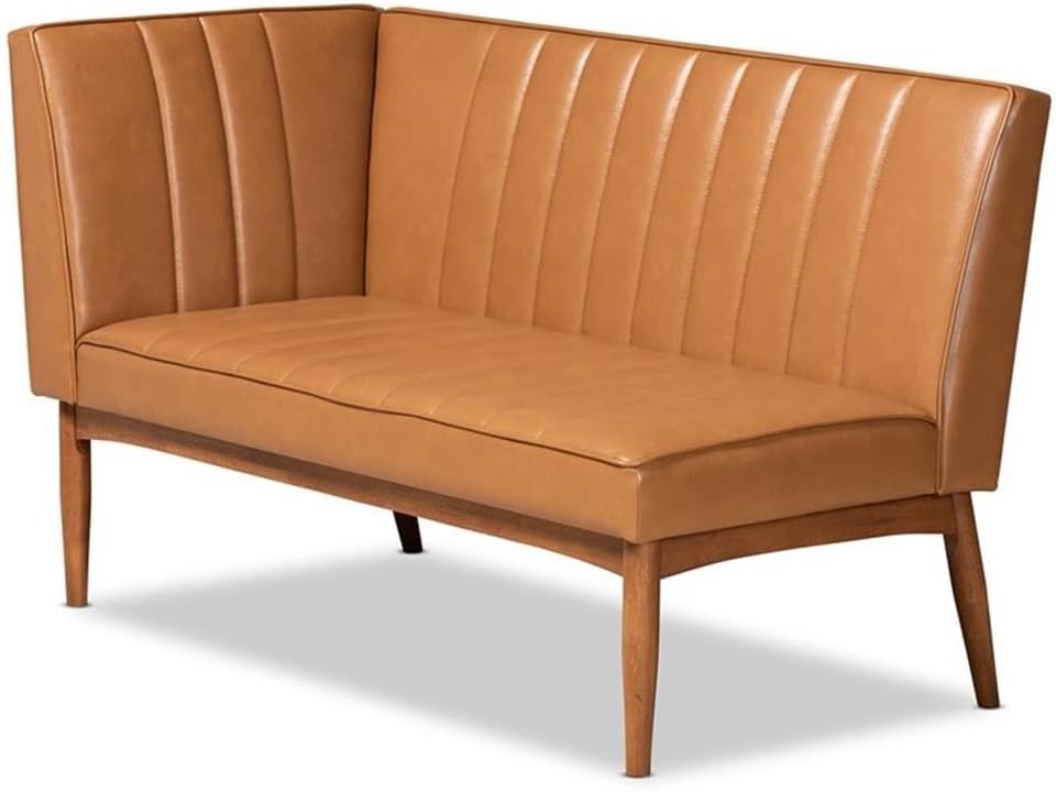 Tan Faux Leather 2pc Dining Banquette Set