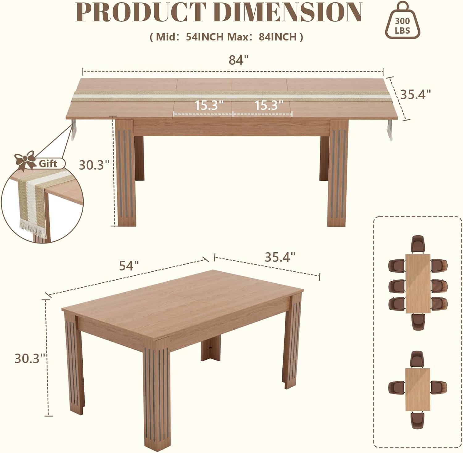 Extendable Rectangular Dining Table