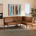 Tan Faux Leather 2pc Dining Banquette Set
