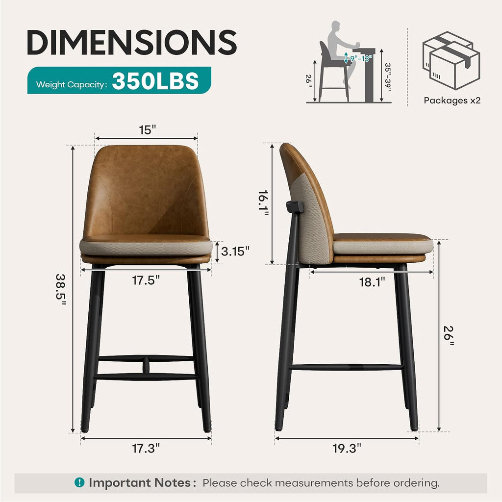 Brown 26 Inch Counter Bar Stools Set of 4