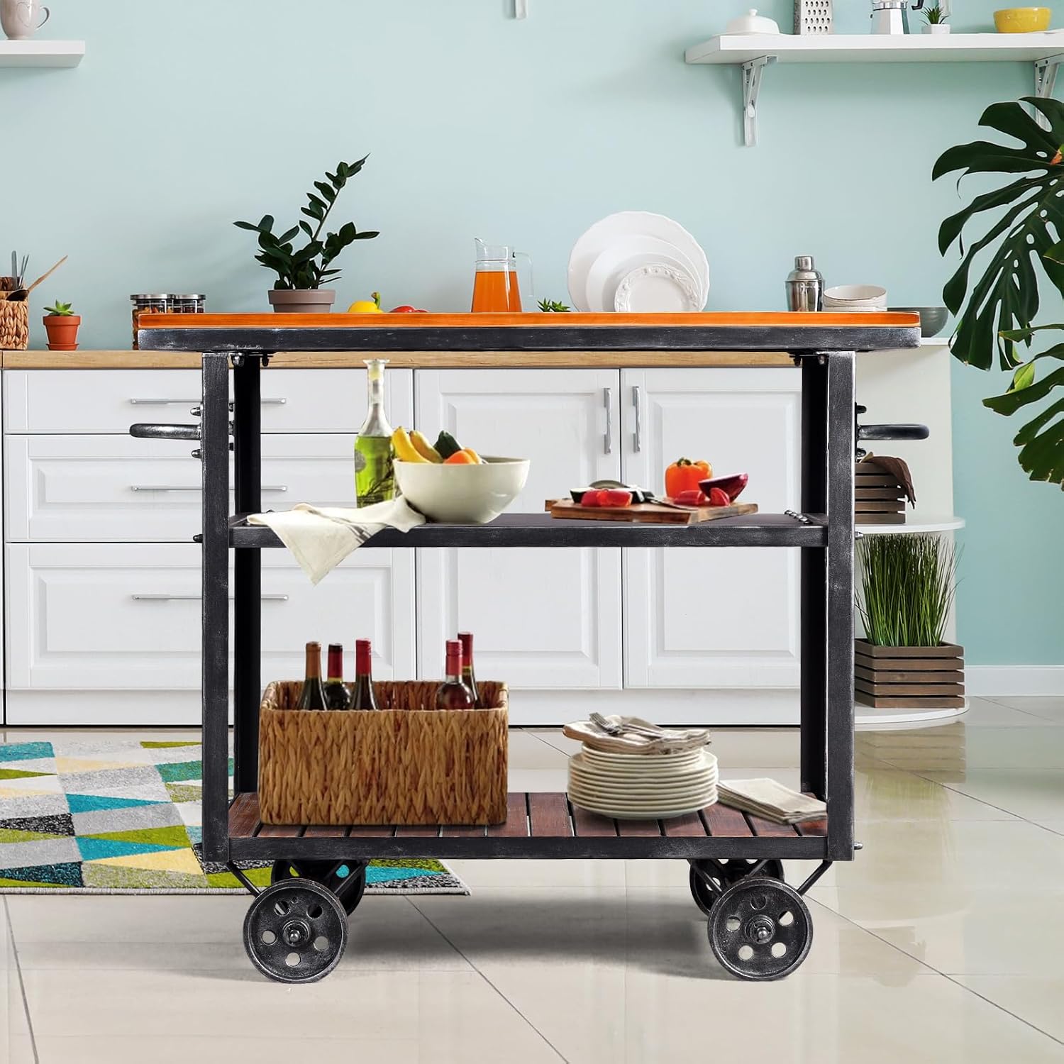 Industrial Rolling Coffee Bar Cart