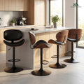 Adjustable Bentwood PU Bar Stools Set of 4