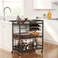 Black Brown 3-Tier Rolling Bar Cart