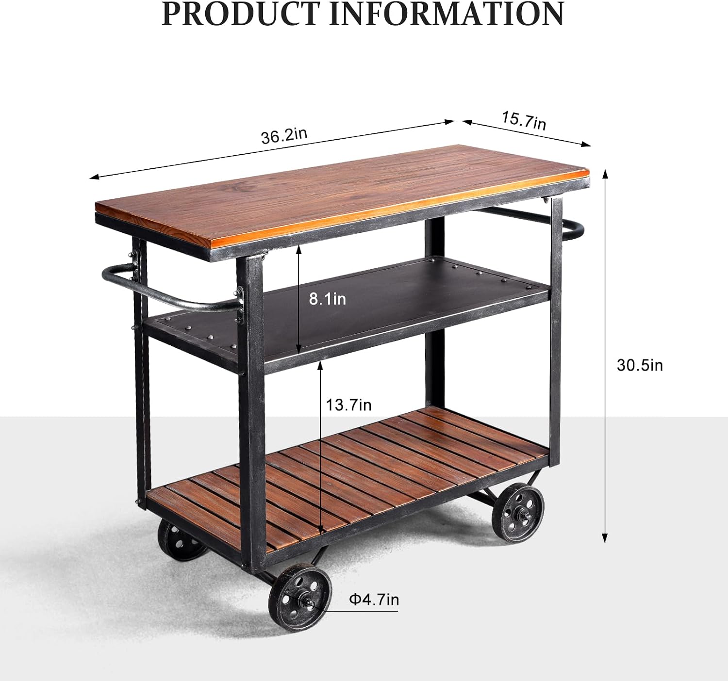 Industrial Wood Rolling Wine Cart