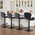Black Adjustable Swivel Fabric Bar Stools Set of 4