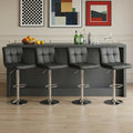 Inky Black 24 Inch PU Saddle Bar Stools Set of 4