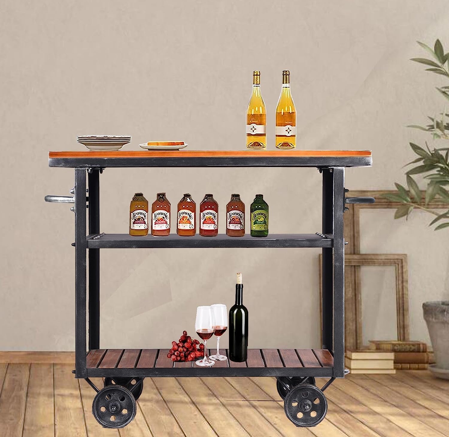 Industrial Rolling Coffee Bar Cart