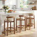 Beige Linen 26" Counter Bar Stools Set of 3