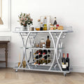 Silver Glass Rolling Bar Cart