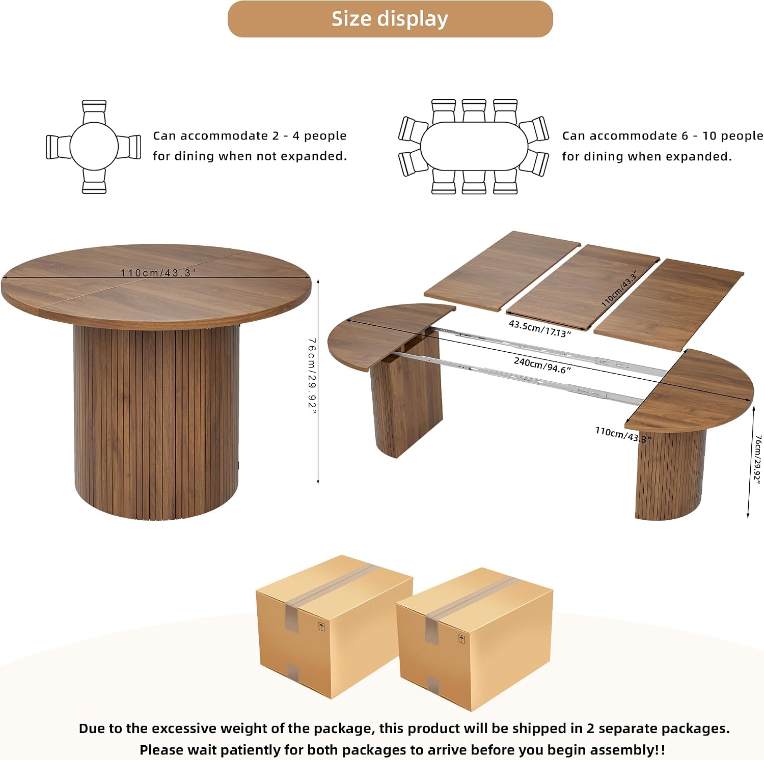 Brown Extendable Oval Dining Table
