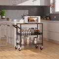 Black Wood Top Rolling Kitchen Cart