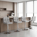 Grey Adjustable Swivel Armrest Bar Stools Set of 4