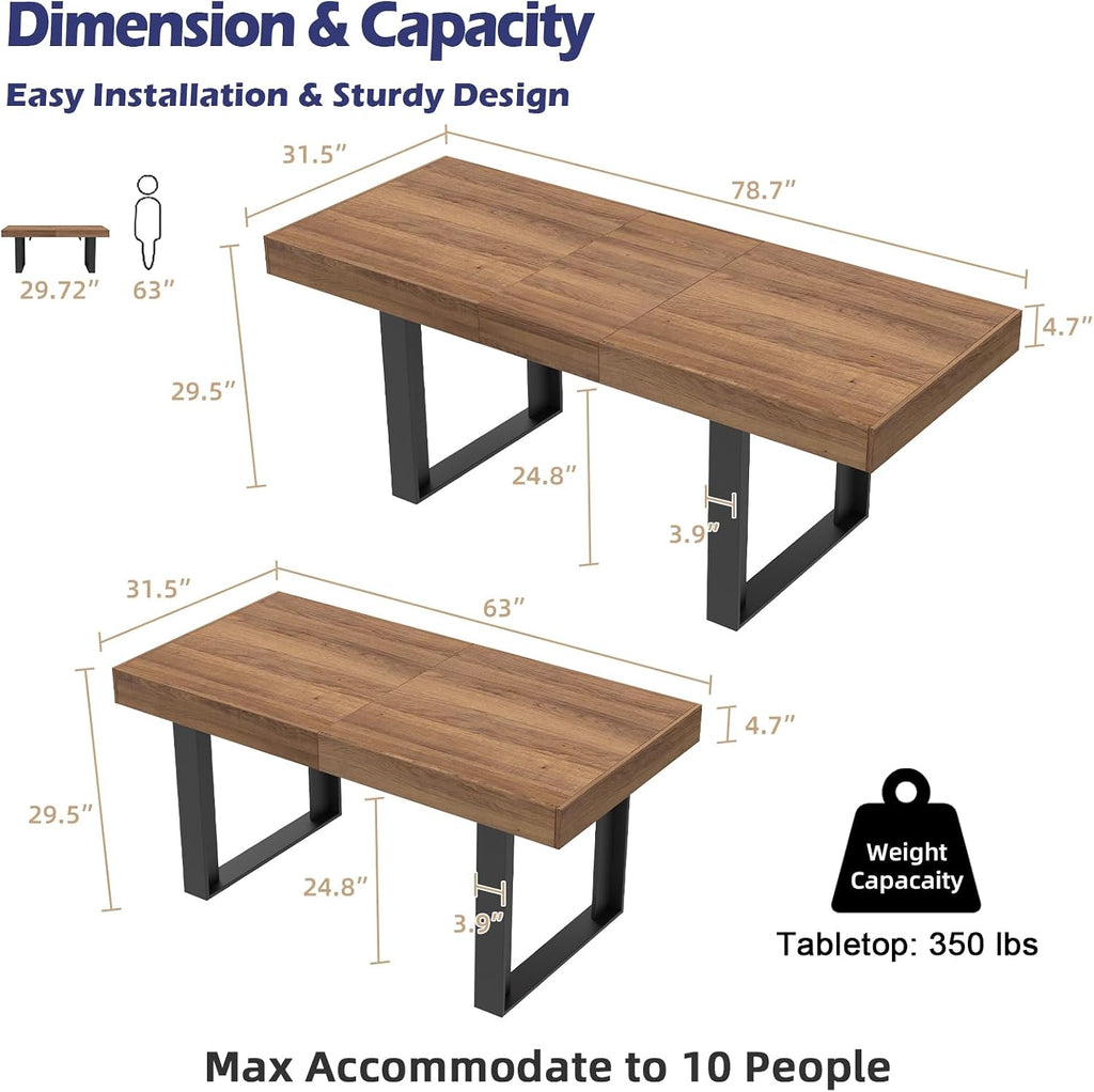 Walnut Extendable Farmhouse Dining Table