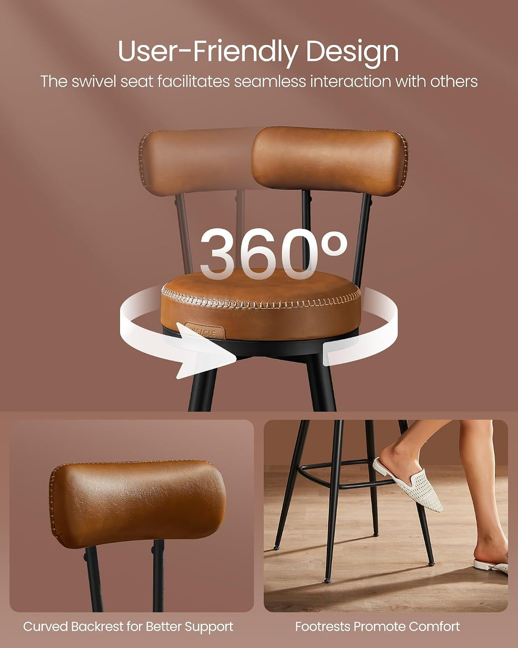 Caramel Brown Swivel Bar Stools S