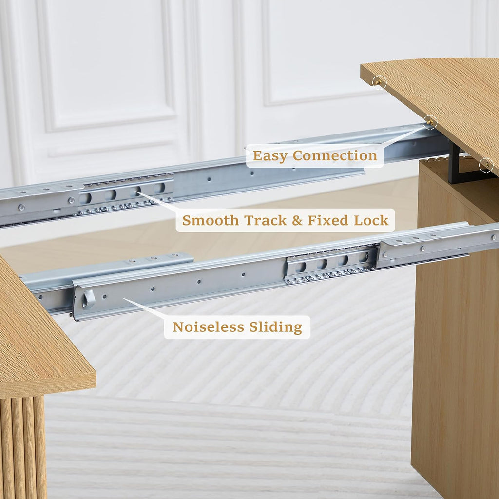 Natural Fluted Extendable Dining Table