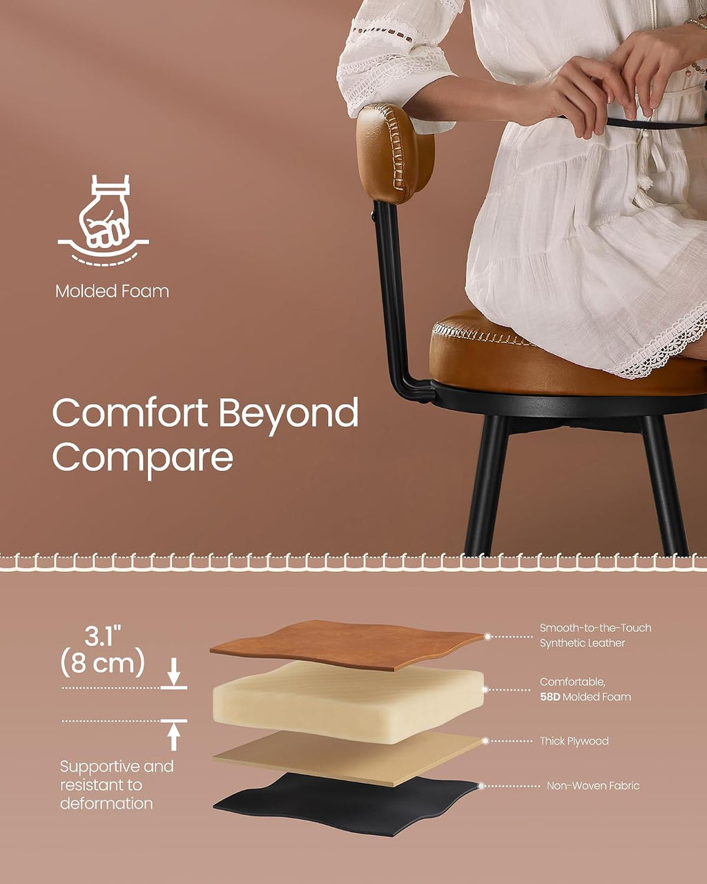 Caramel Brown Swivel Bar Stools S