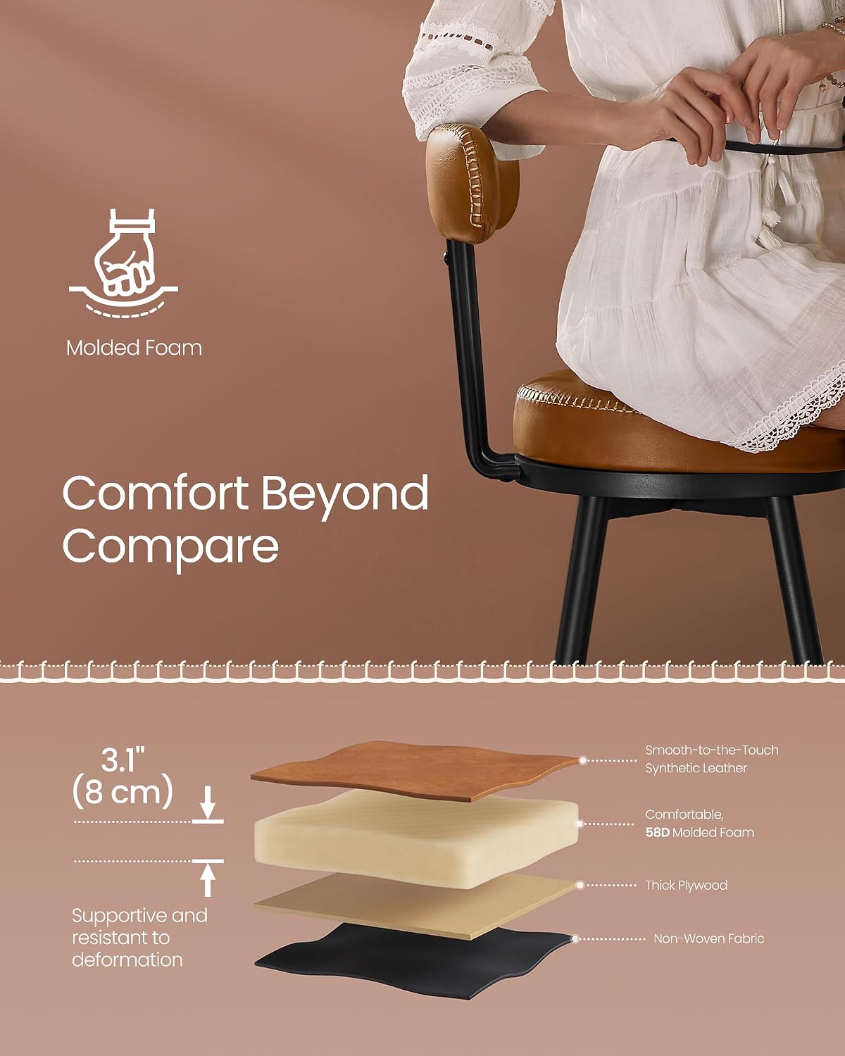 Caramel Brown Swivel Bar Stools S