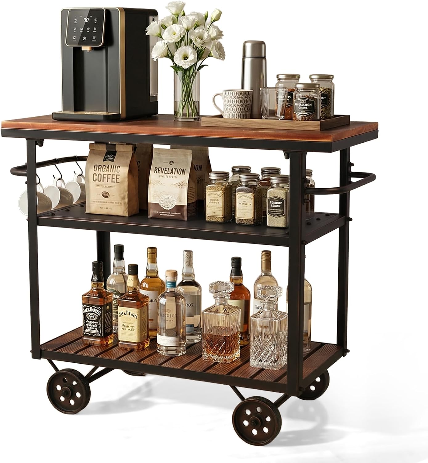 Farmhouse 3-Tier Rolling Utility Cart