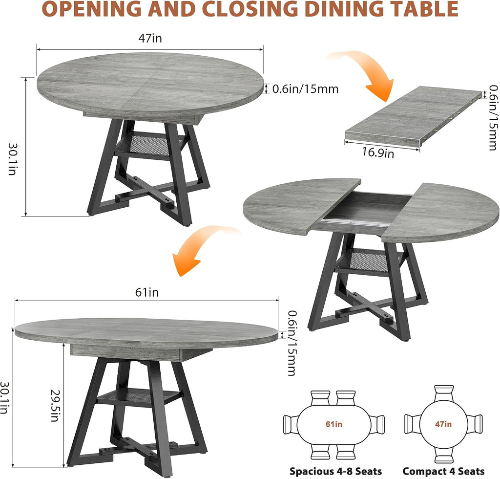 Grey Extendable Oval Dining Table