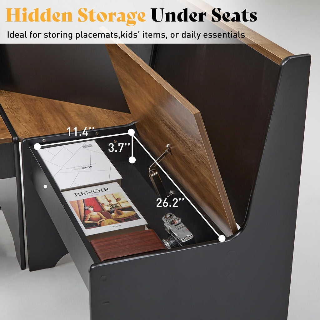 Black Oak 3pc Storage Dining Nook Set