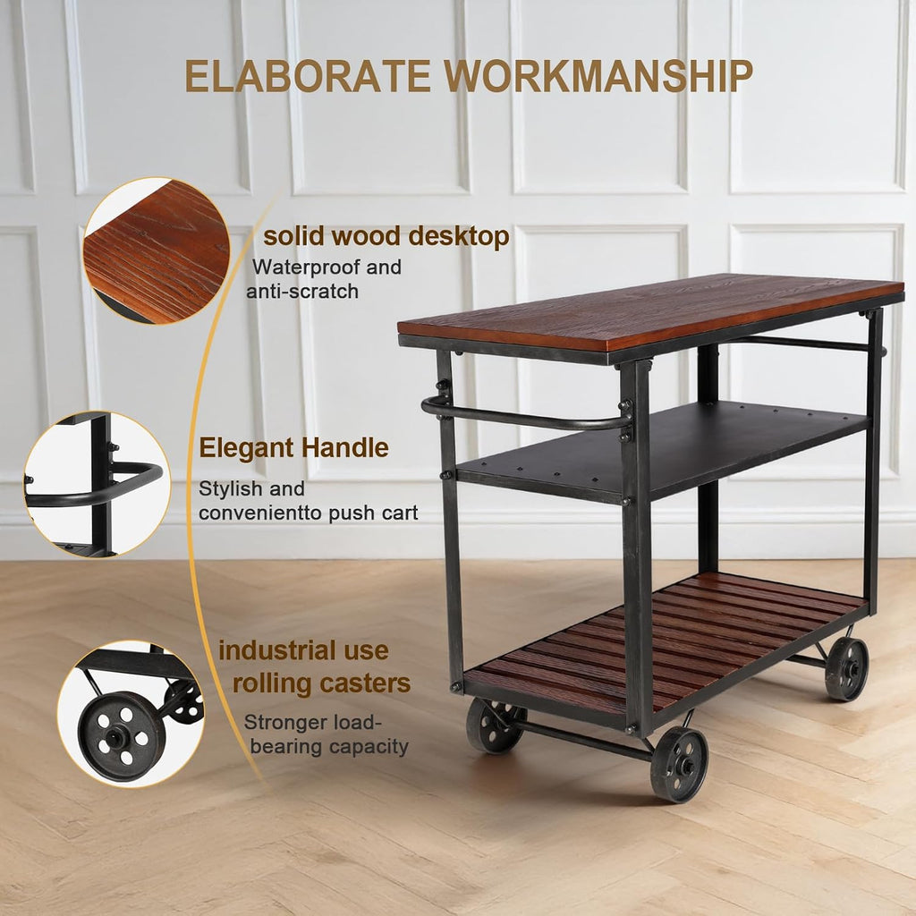 Vintage 3-Tier Rolling Bar Cart