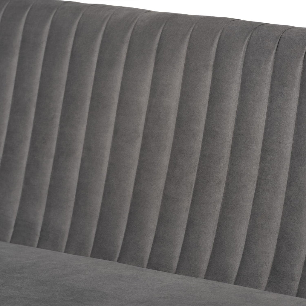 Grey Velvet 2pc Dining Banquette Set