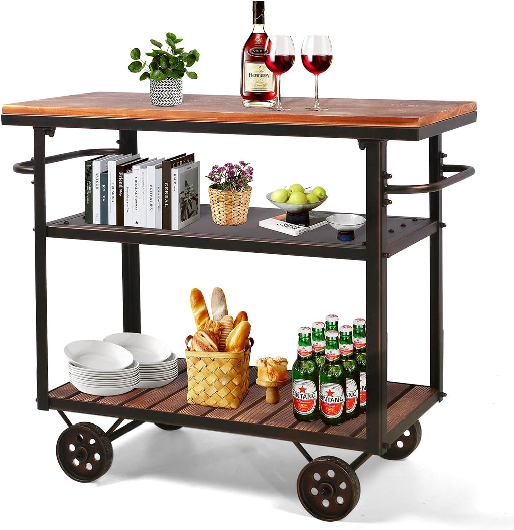 Industrial Rolling Coffee Bar Cart