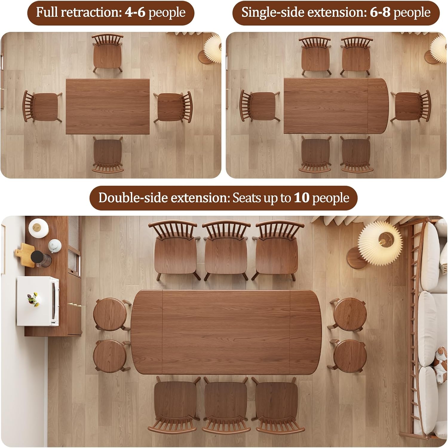 Walnut Solid Wood Extendable Table