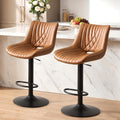 Walnut Brown Adjustable PU Bar Stools Set of 2