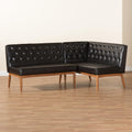 Dark Brown Faux Leather 2pc Banquette Set
