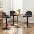 Black Tufted Adjustable Swivel Bar Stools Set of 3