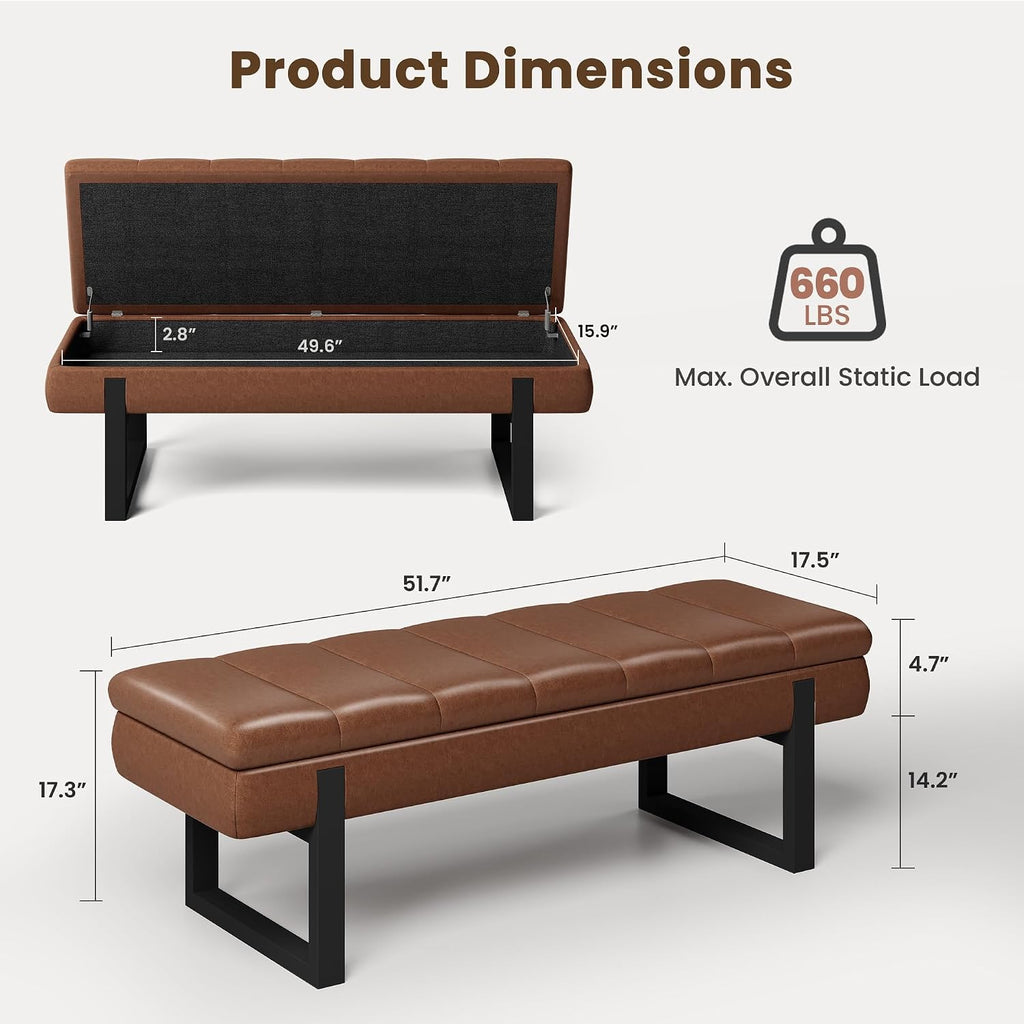 Faux Leather L-Shaped Storage Dining Bench