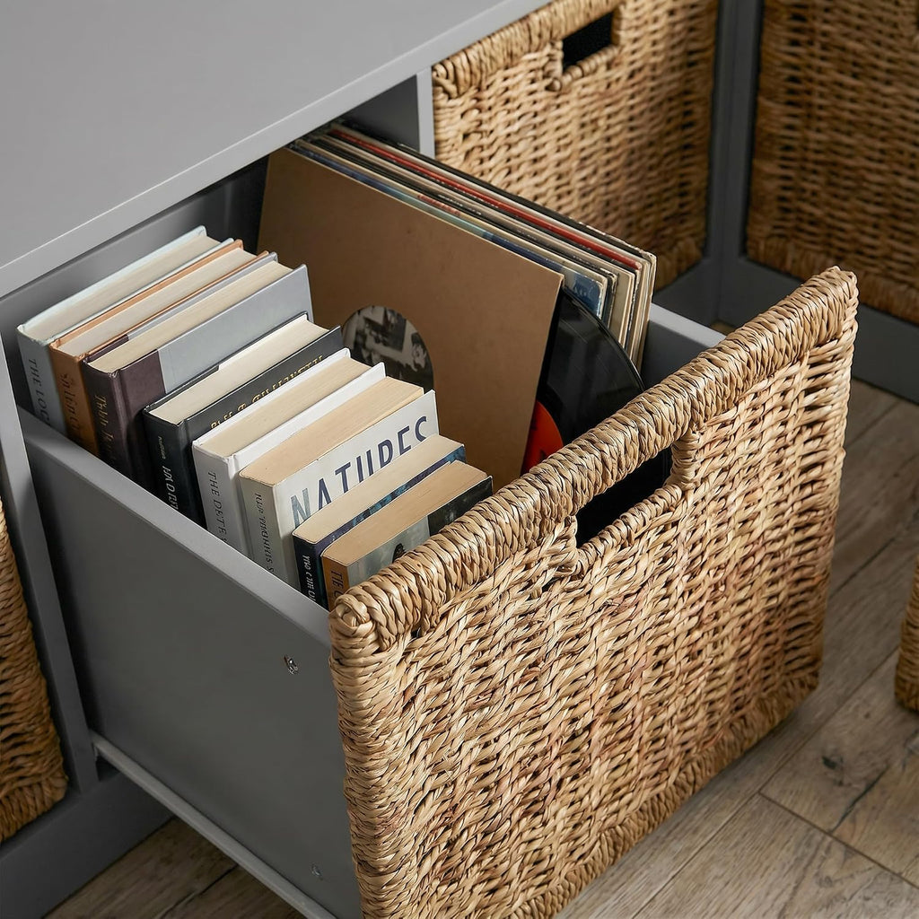 Grey L-Shaped Storage Corner Bench