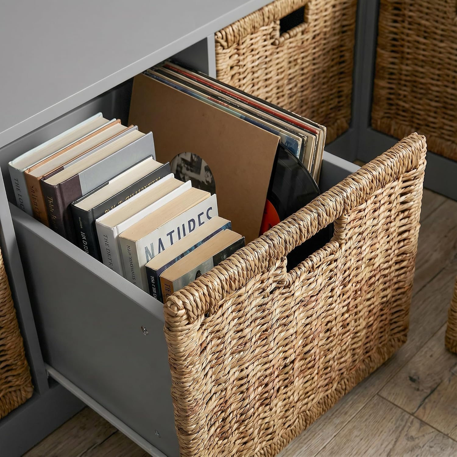 Grey L-Shaped Storage Corner Bench
