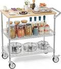 Chrome Rolling 3-Tier Kitchen Cart