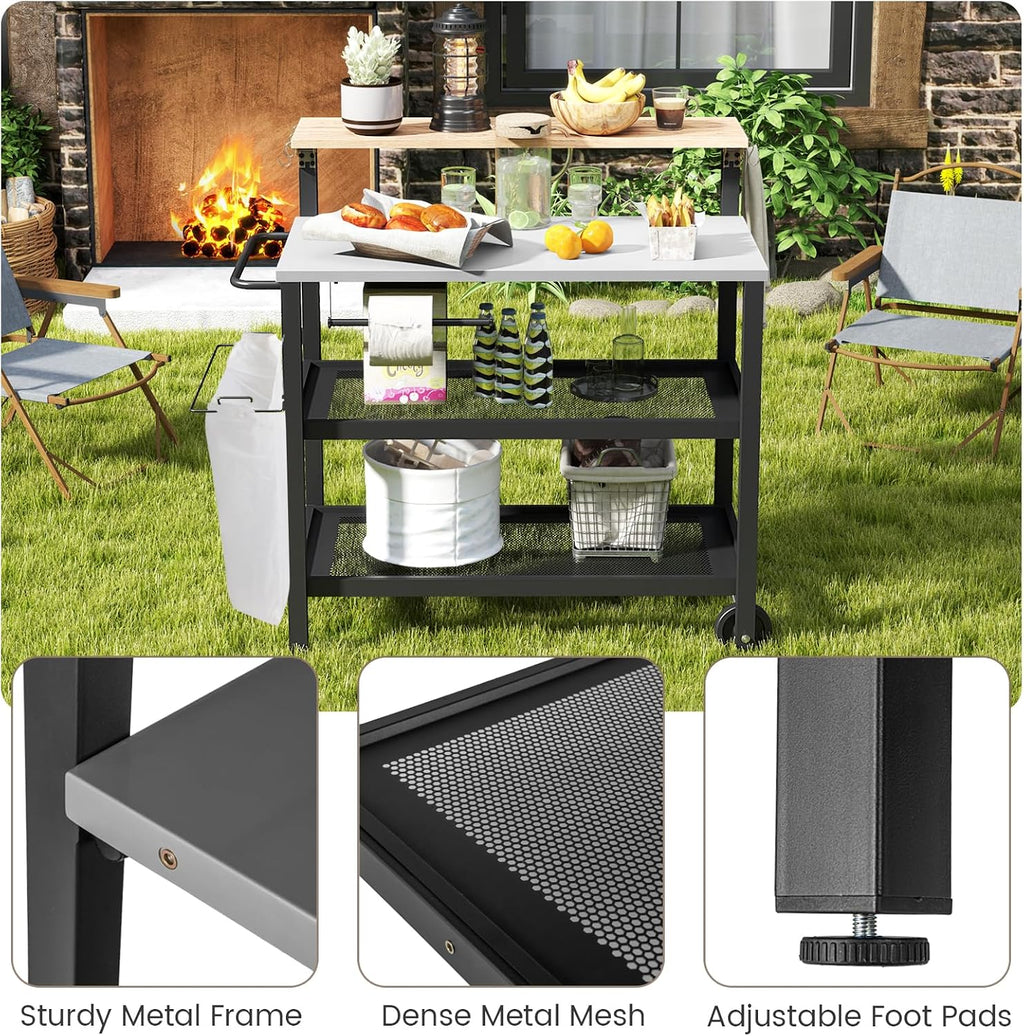 4-Tier Rolling Outdoor Patio Cart