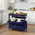 36in Midnight Blue Rolling Kitchen Island Cart