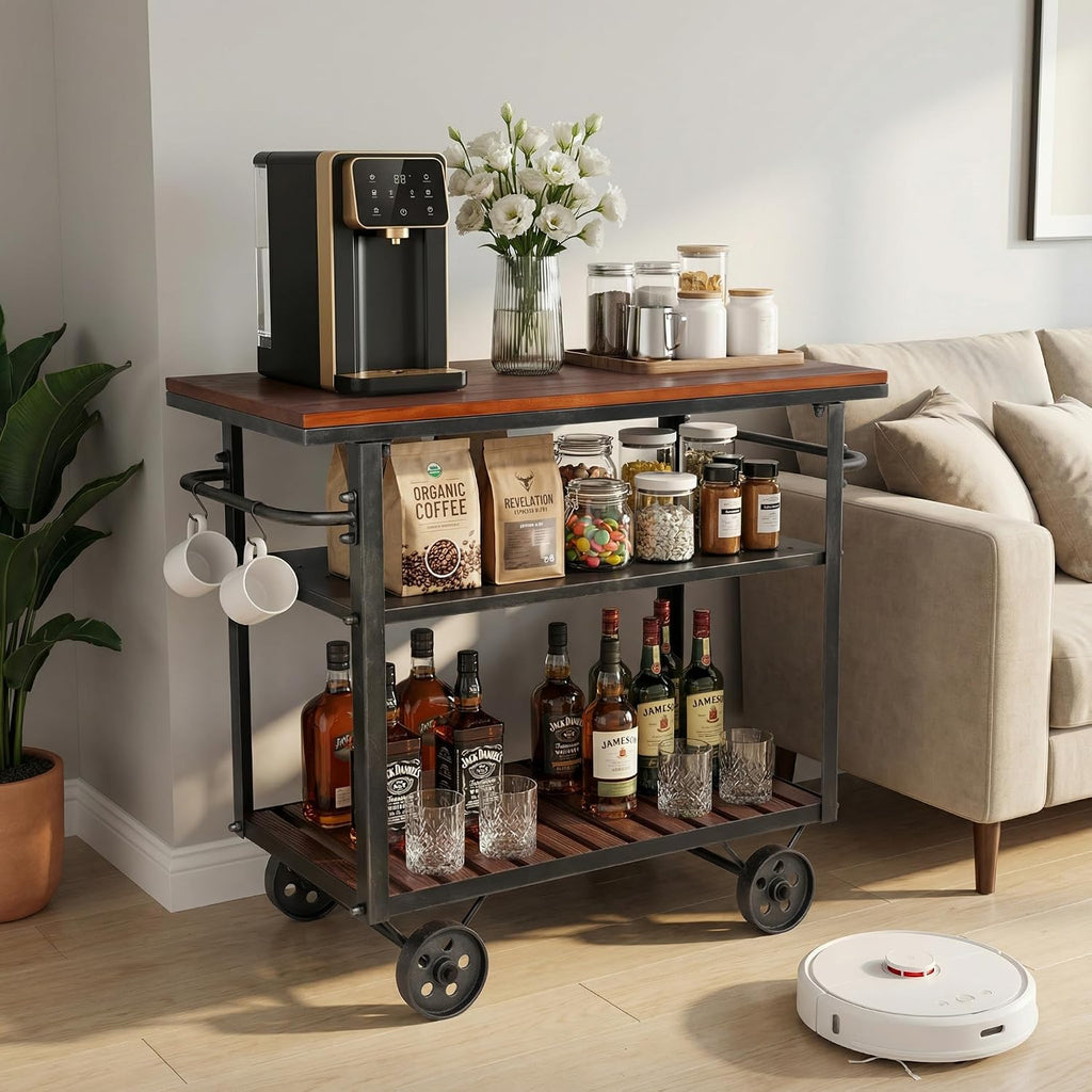 Vintage 3-Tier Rolling Bar Cart