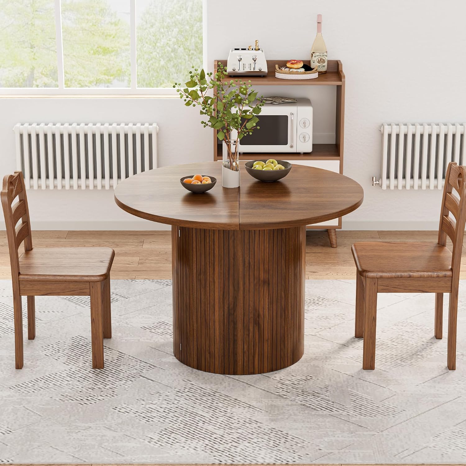 Brown Extendable Oval Dining Table