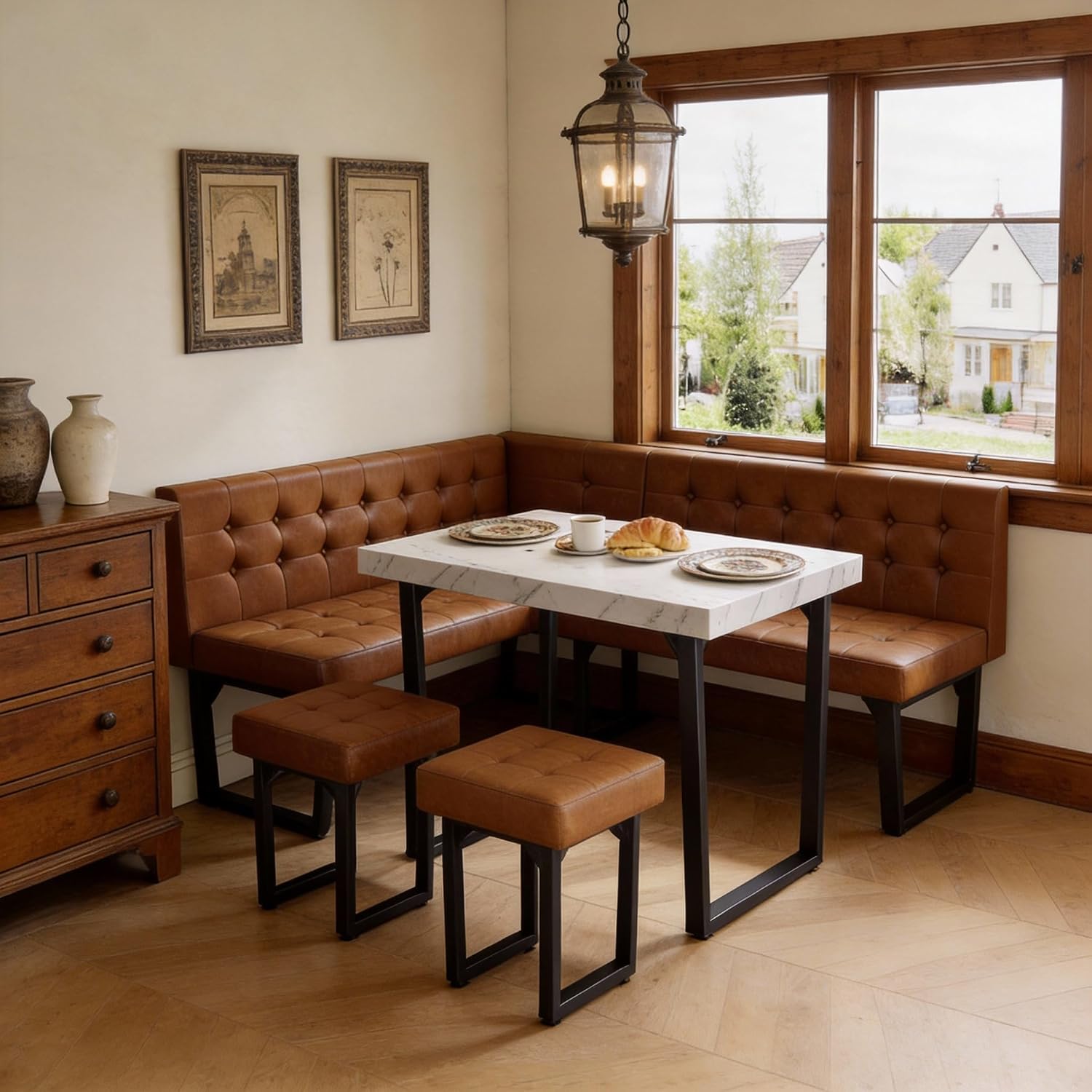 Caramel 5pc Corner Dining Nook Set