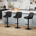 Black Adjustable Swivel PU Bar Stools Set of 3