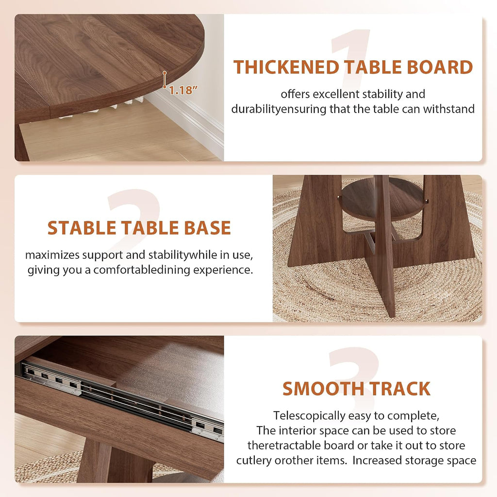 Walnut 43-59" Extendable Oval Dining Table