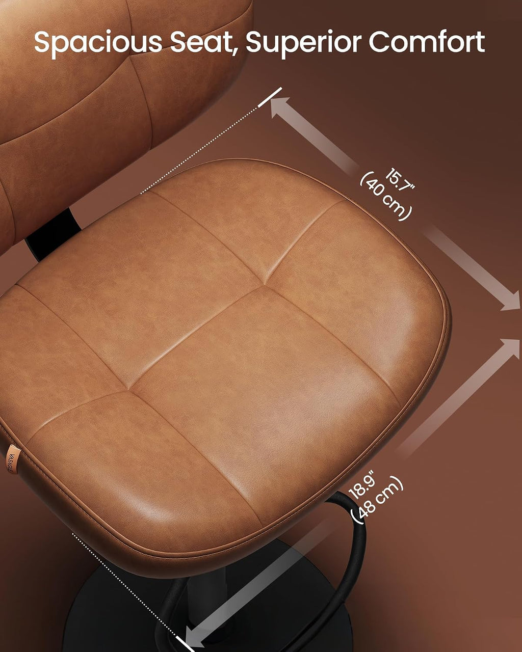 Caramel Brown Adjustable Swivel PU Bar Stools Set of 2