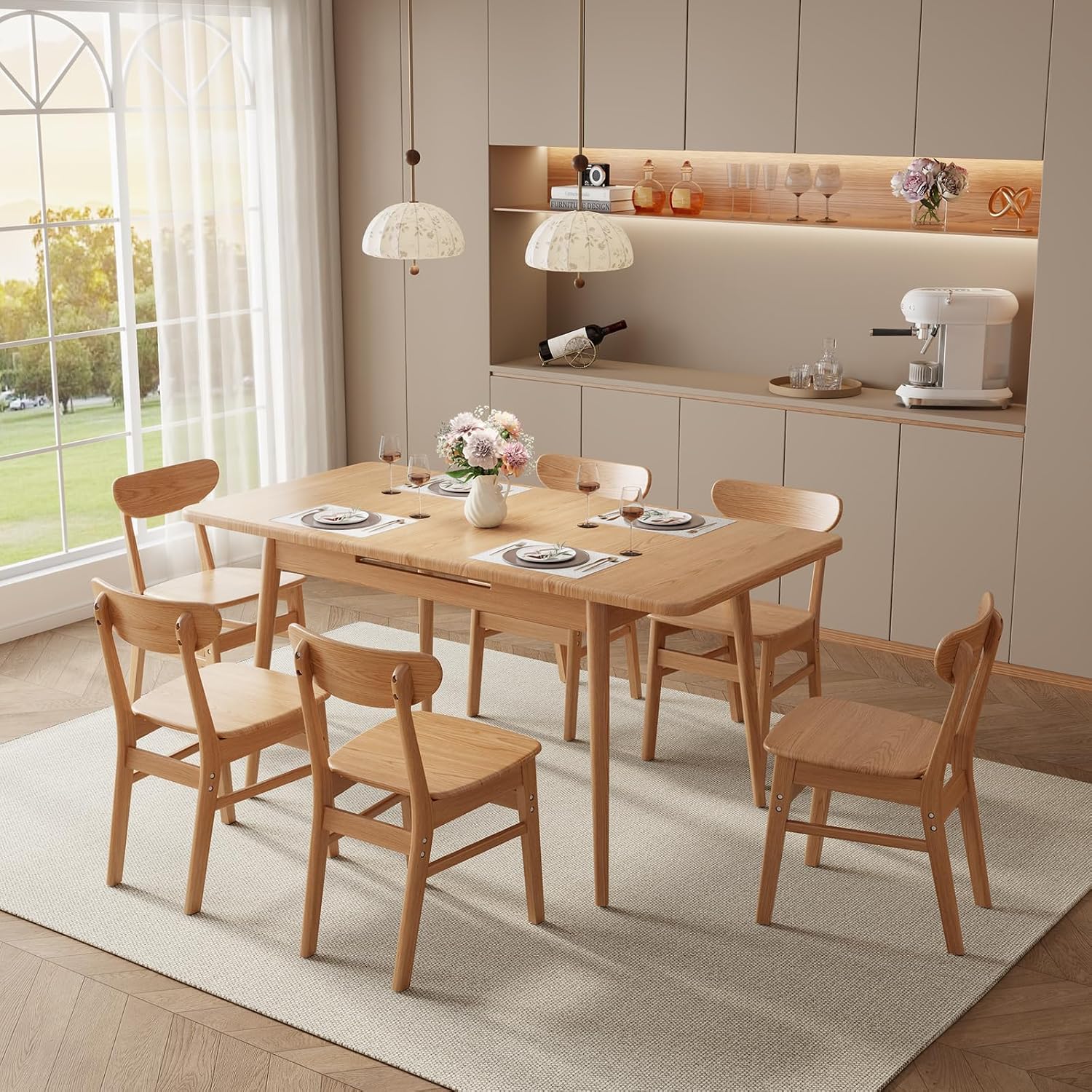 Natural Solid Wood Extendable Table