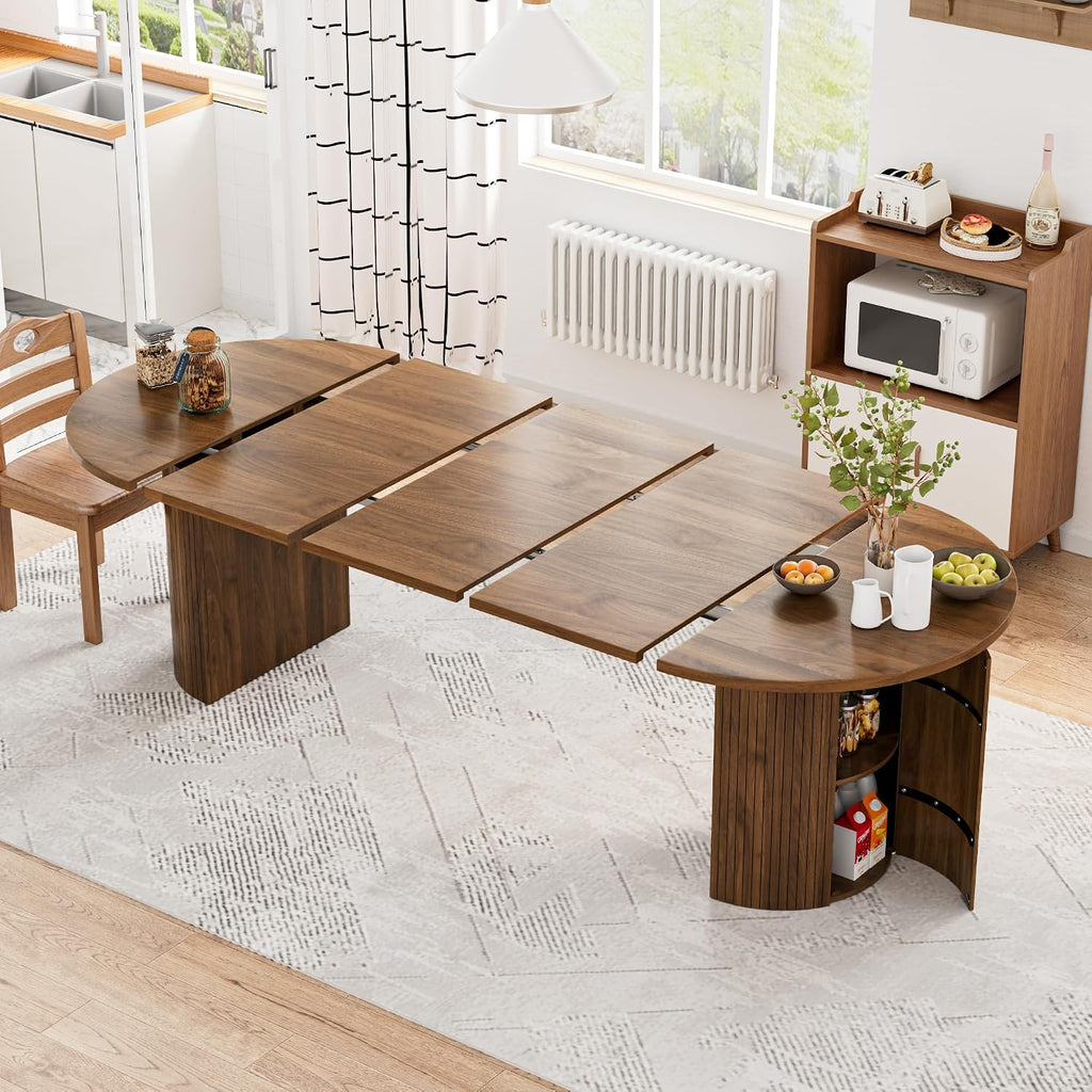 Brown Extendable Oval Dining Table