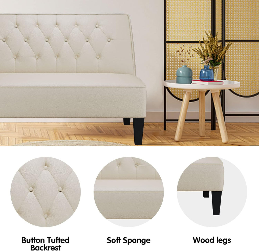 Button Tufted Upholstered Banquette Bench