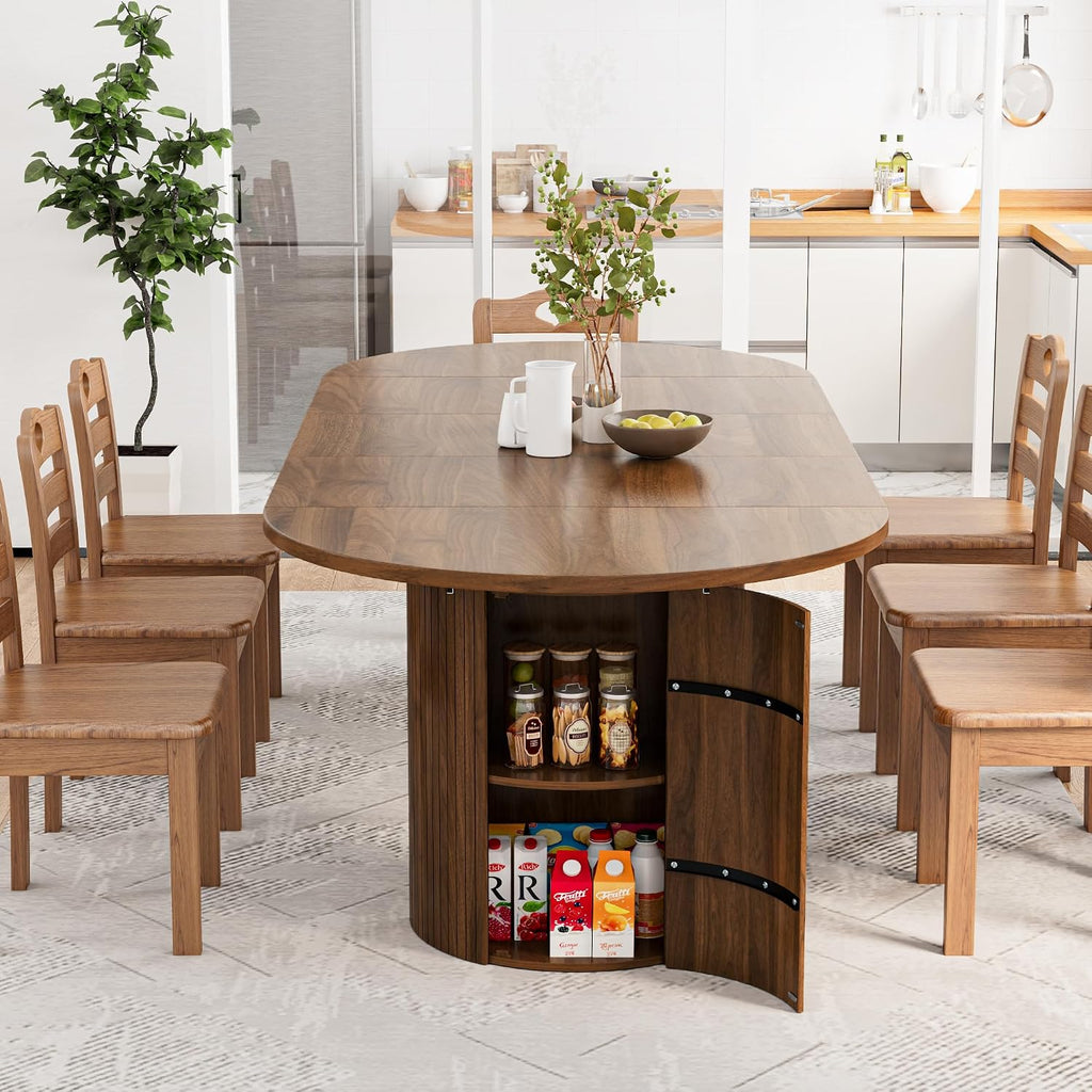 Brown Extendable Oval Dining Table