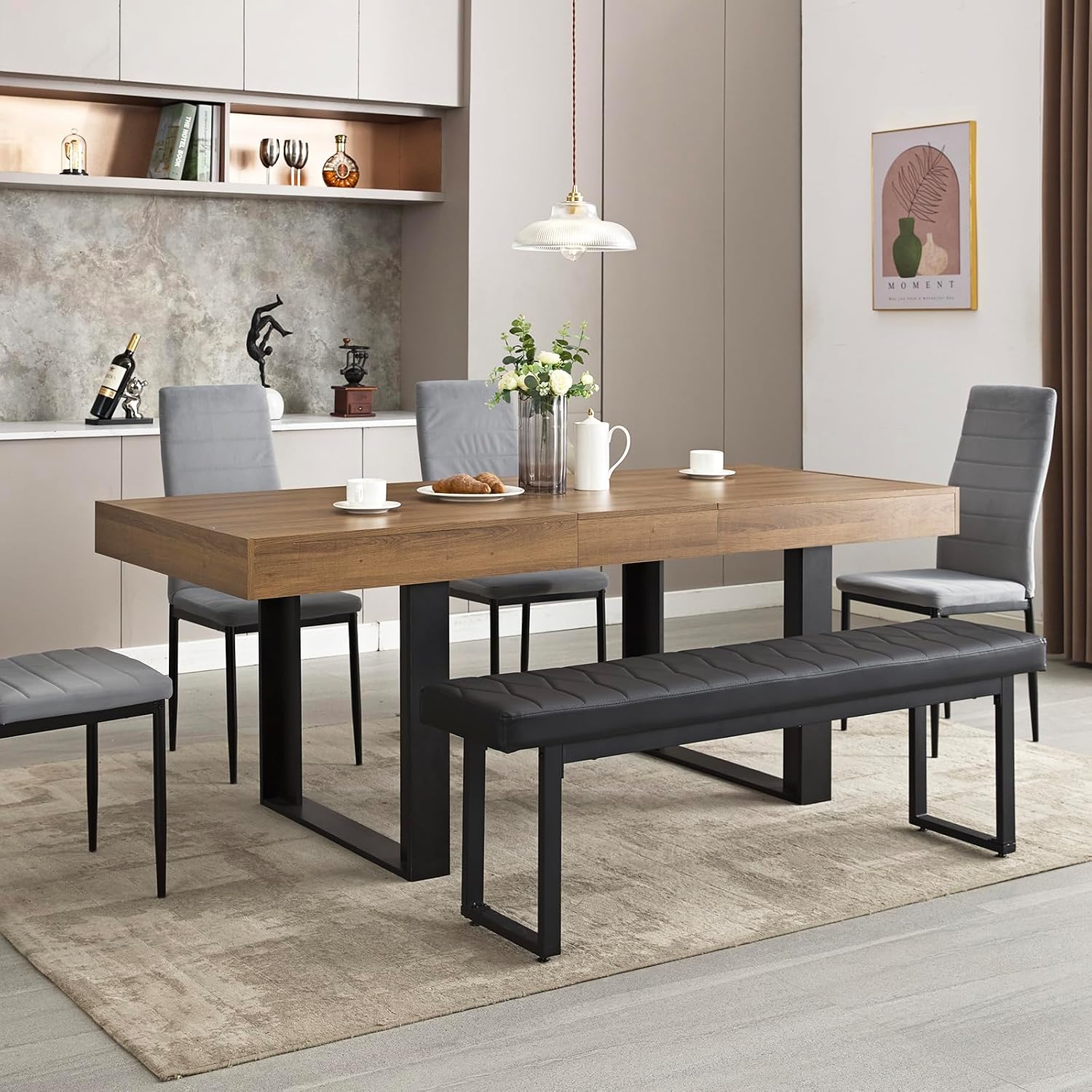 Walnut Extendable Farmhouse Dining Table